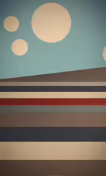 a modern painting of some distant planets in the sky