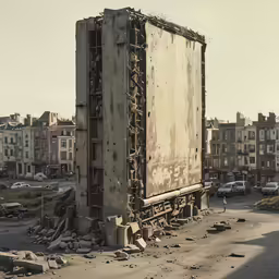an image of old abandoned buildings in an urban setting