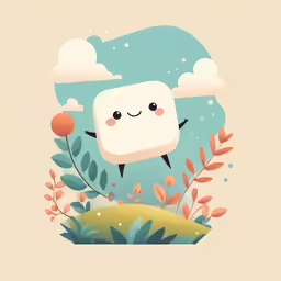a cartoon marshmallow on the side of a hill