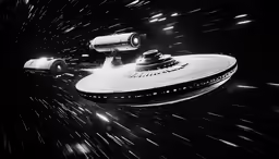 a space ship in flight in the space