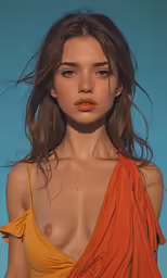 a woman with no shirt on posing for a picture