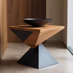 a bowl sitting on top of a table in a room