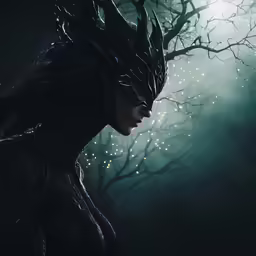 a batman character is pictured in front of some trees