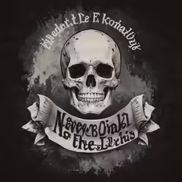 the logo for a skeleton band with a banner on it