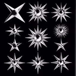the nine shiny stars on a black background