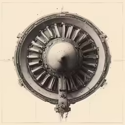 a very detailed picture with a sky view of an airplane engine