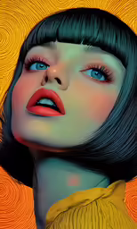 a painting of a woman with her eyes closed