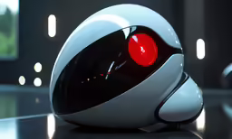 there is a robot face sitting on top of the table
