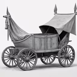 a drawing of a horse drawn carriage with two poles