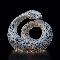 a metal sculpture with a snake on it