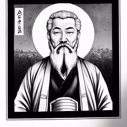 black and white drawing of the christ in a square