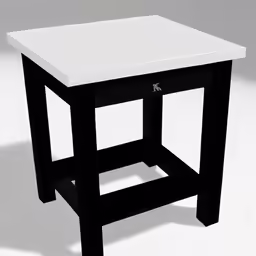 small white table with one drawer on it