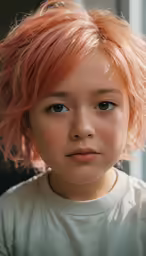 a very young girl with bright red hair