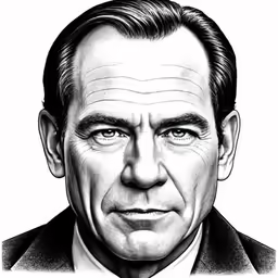 a drawing of a man in a suit and tie