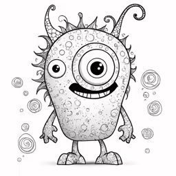 a cartoon monster with an inked eyes and arms