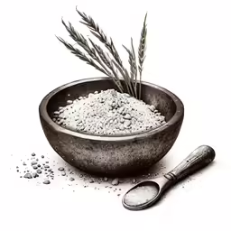 a bowl with spices next to a spoon