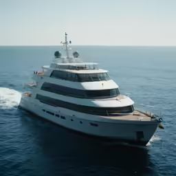 this boat is in the open water on the water
