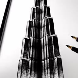 a pencil drawing of a tall building