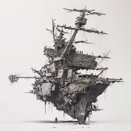 a painting of an old, broken ship