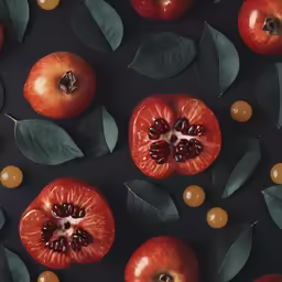 apples with leaves surrounding them in various positions