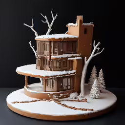 a model of a building with trees on the bottom