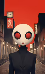 a person standing on a street next to a clock tower