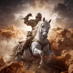 a picture of an old man riding a horse