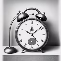 a clock sitting on top of a white table