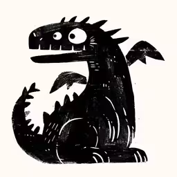a black and white photo of a monster,a black and white drawing of a large godzilla