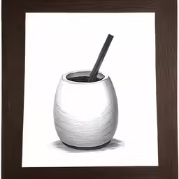 an object is in a brown frame on a white paper