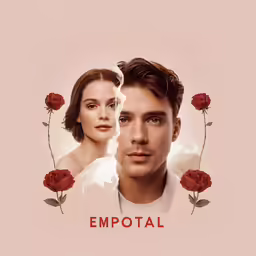 a man and woman next to each other, each with the words empotal on them