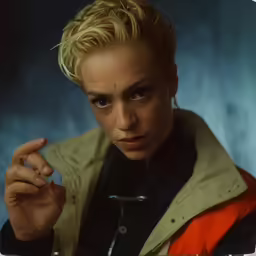 a girl with blond hair poses for a portrait