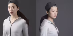 two images of an asian woman