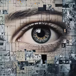 the eye is surrounded by a wall of tiles