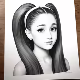 a girl with long hair wearing a high ponytail
