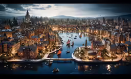 a view of a city with some houses in it