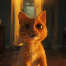 a very cute looking cat on a wooden floor