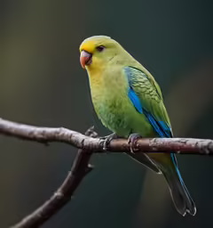 a small bird with colorful feathers sitting on a branch
