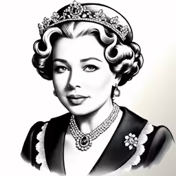 the illustration is depicting an old lady in black and white