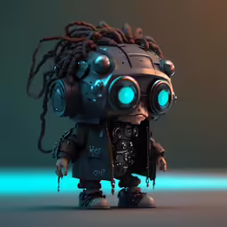 a digital model of a weird looking robot