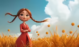 the animated girl is looking back at her