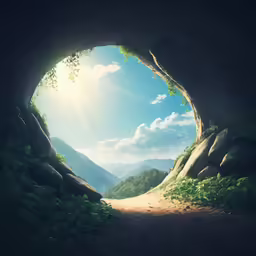 a view out of the middle of a tunnel
