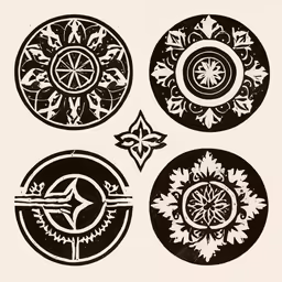 three circular patterns on the side of a wall