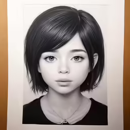 a girl with short hair and black top
