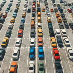 parking lots filled with vehicles parked in a lot