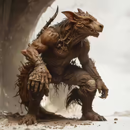 a demonic creature attacking an alien on the road