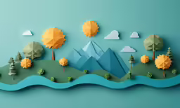 an intricate mountain scene made of paper