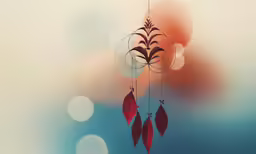 a close up of a colorful wall hanging with feathers