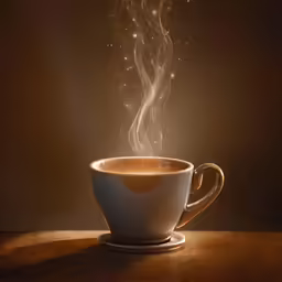 the cup is boiling out in it with steam coming out