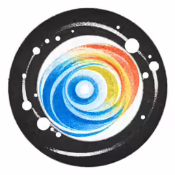the inside of a colorful object in black circle
